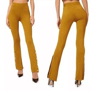 Good American Plaited Rib Boss Flare Pants GoldenRod Womens GA Size 3 Large‎ NEW